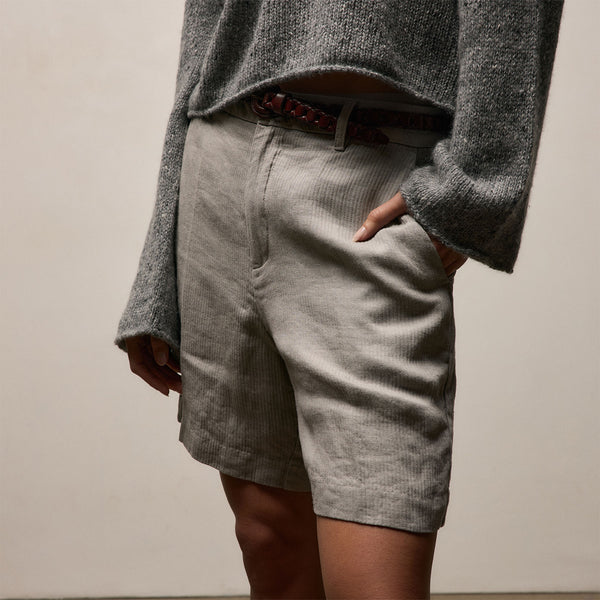 Playa Linen Bermuda Short in Fog | James Perse Los Angeles
