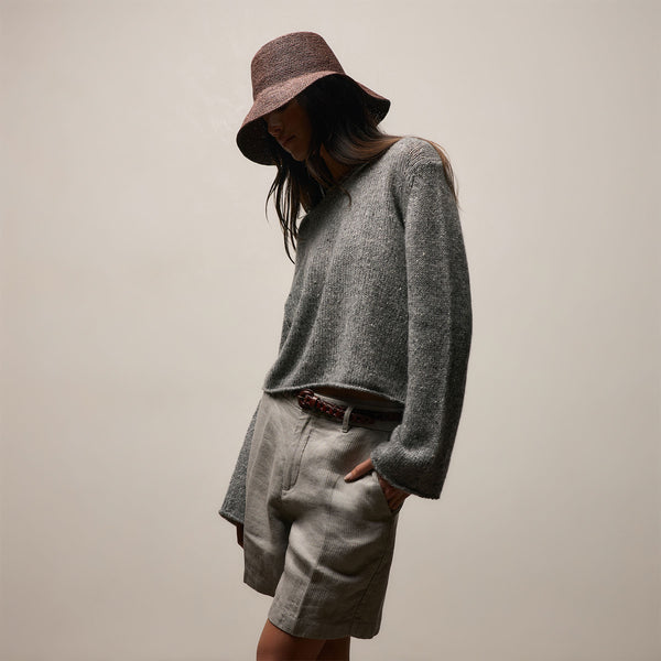 Playa Linen Bermuda Short in Fog | James Perse Los Angeles