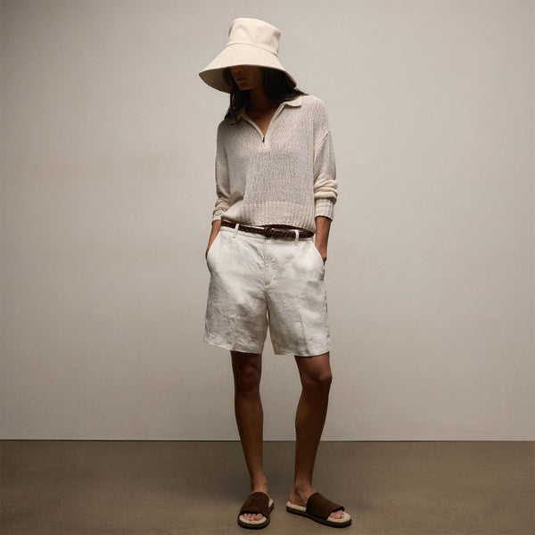 Playa Linen Bermuda Short in Off White | James Perse Los Angeles