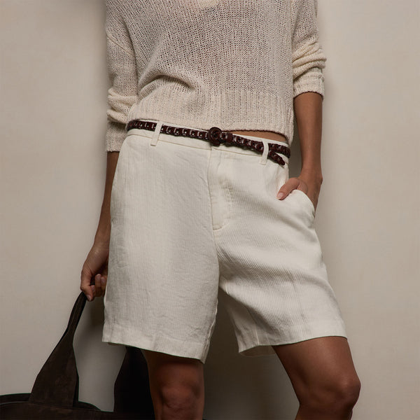 Playa Linen Bermuda Short in Off White | James Perse Los Angeles