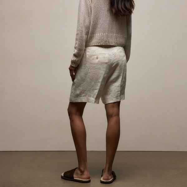 Playa Linen Bermuda Short in Off White | James Perse Los Angeles