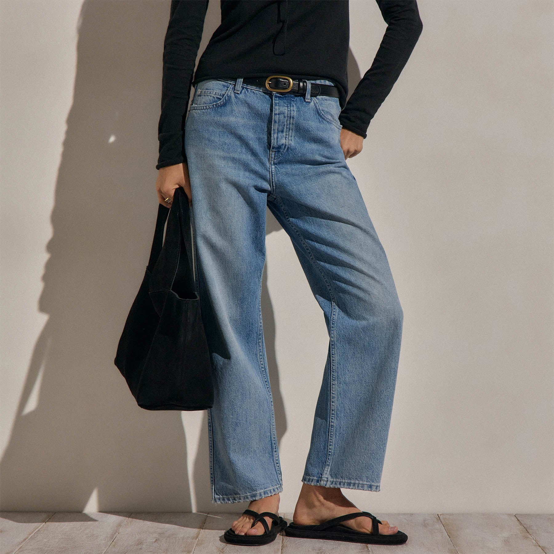 Relaxed Straight Cropped Jean in Sky Wash | James Perse Los Angeles