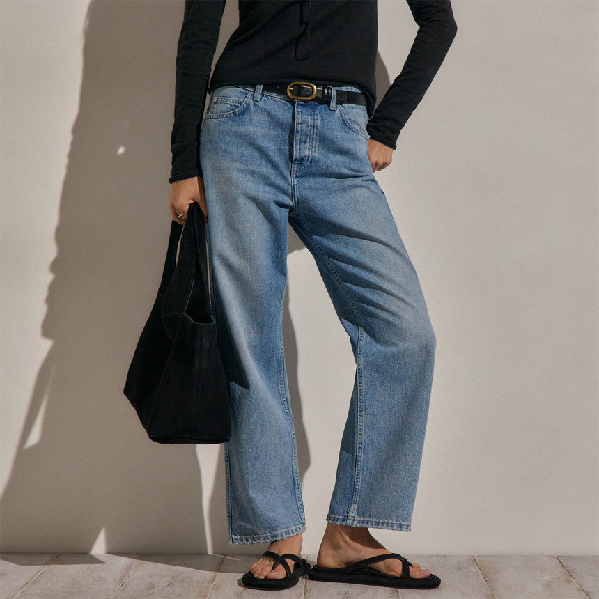 Relaxed Straight Cropped Jean in Sky Wash | James Perse Los Angeles