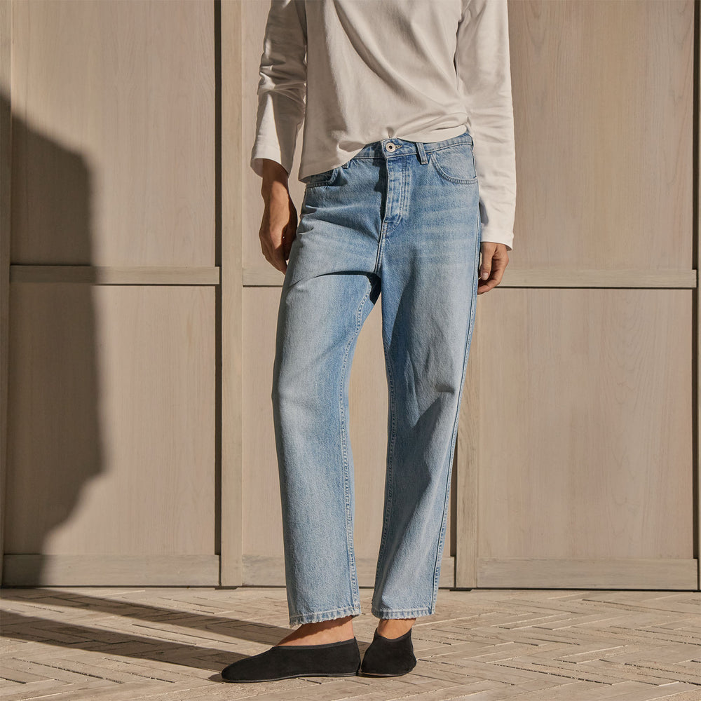 Relaxed Straight Cropped Jean - Sky Wash | James Perse Los Angeles