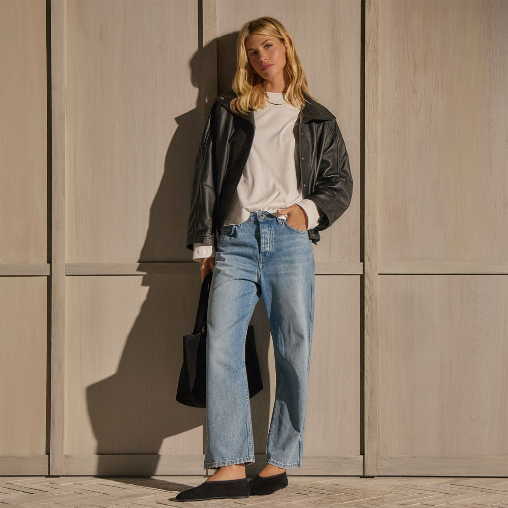 Relaxed Straight Cropped Jean - Sky Wash | James Perse Los Angeles