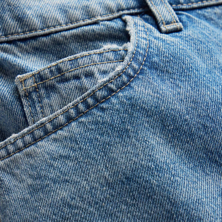 Denim Wide Leg Bermuda Short in Sky Wash | James Perse Los Angeles