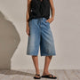 Denim Wide Leg Bermuda Short in Sky Wash | James Perse Los Angeles
