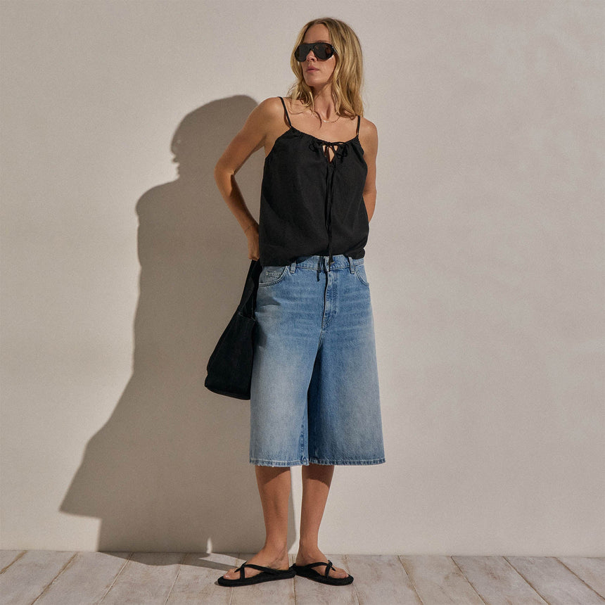 Denim Wide Leg Bermuda Short in Sky Wash | James Perse Los Angeles