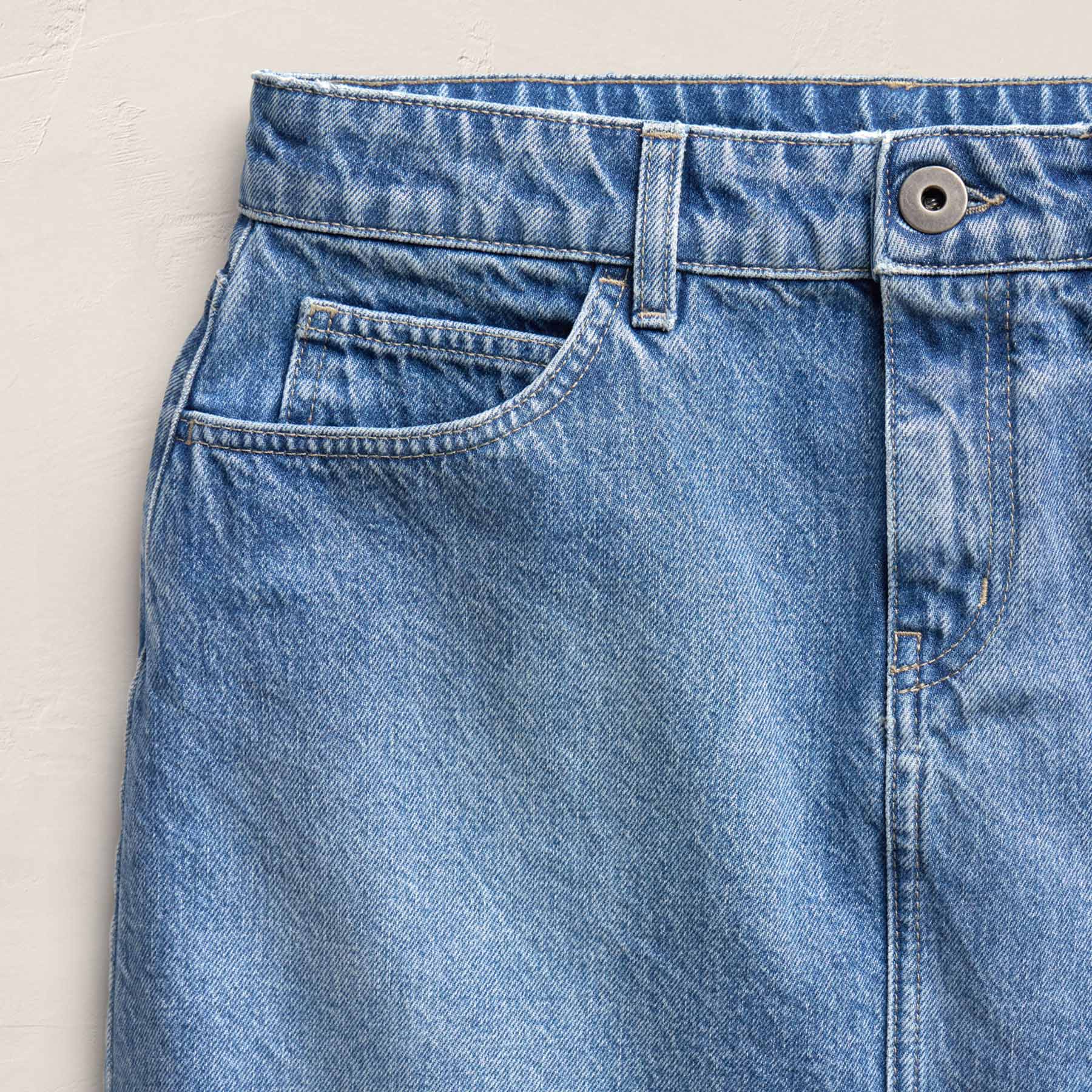 5 Pocket Denim Mini Skirt in Mid Blue Wash | James Perse Los Angeles