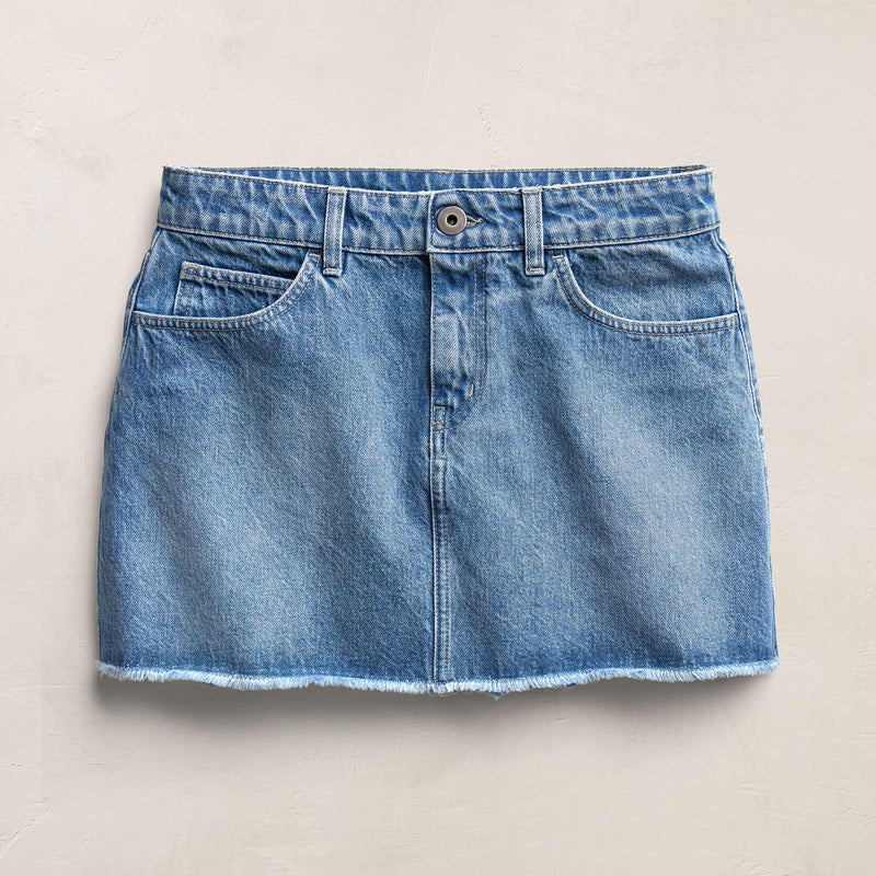5 Pocket Denim Mini Skirt in Mid Blue Wash | James Perse Los Angeles