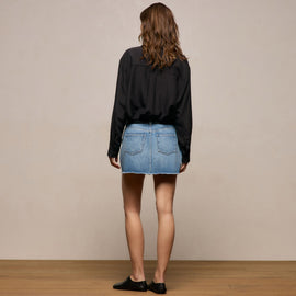 5 Pocket Denim Mini Skirt in Mid Blue Wash | James Perse Los Angeles