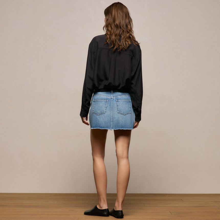 5 Pocket Denim Mini Skirt in Mid Blue Wash | James Perse Los Angeles