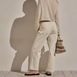 Relaxed Straight Cropped Jean in Ecru | James Perse Los Angeles