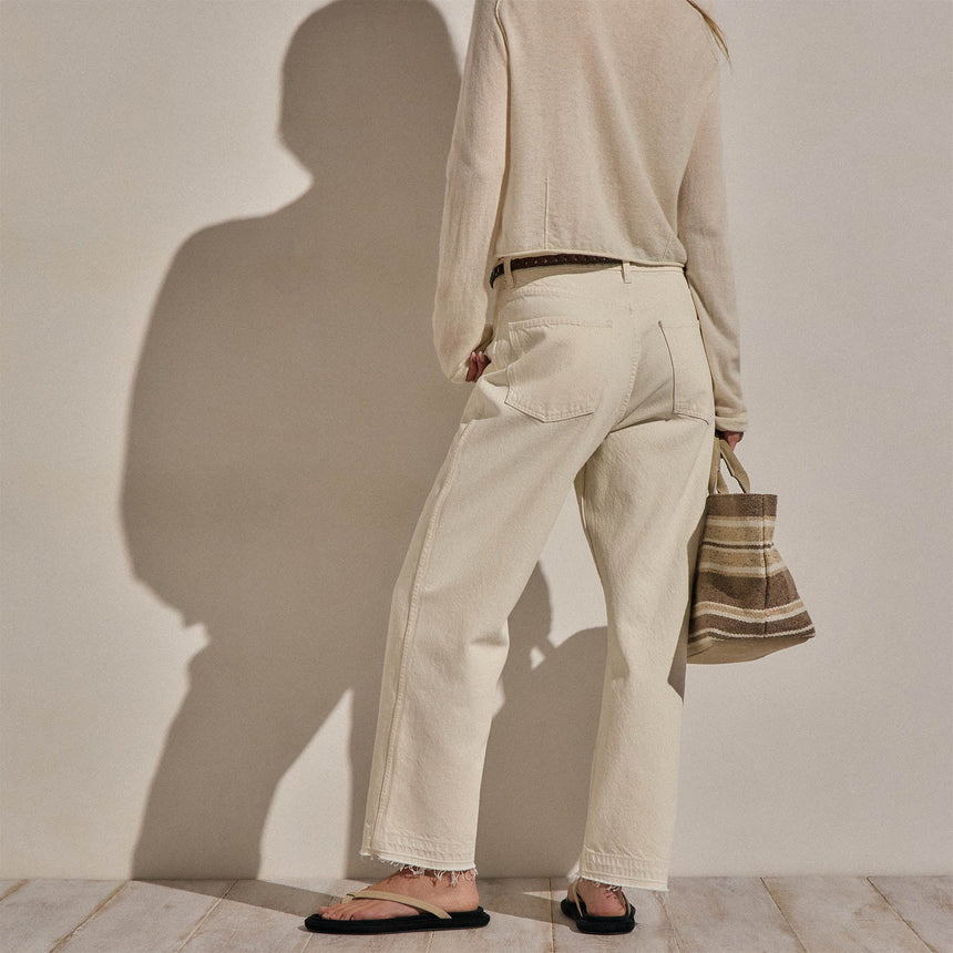 Relaxed Straight Cropped Jean in Ecru | James Perse Los Angeles