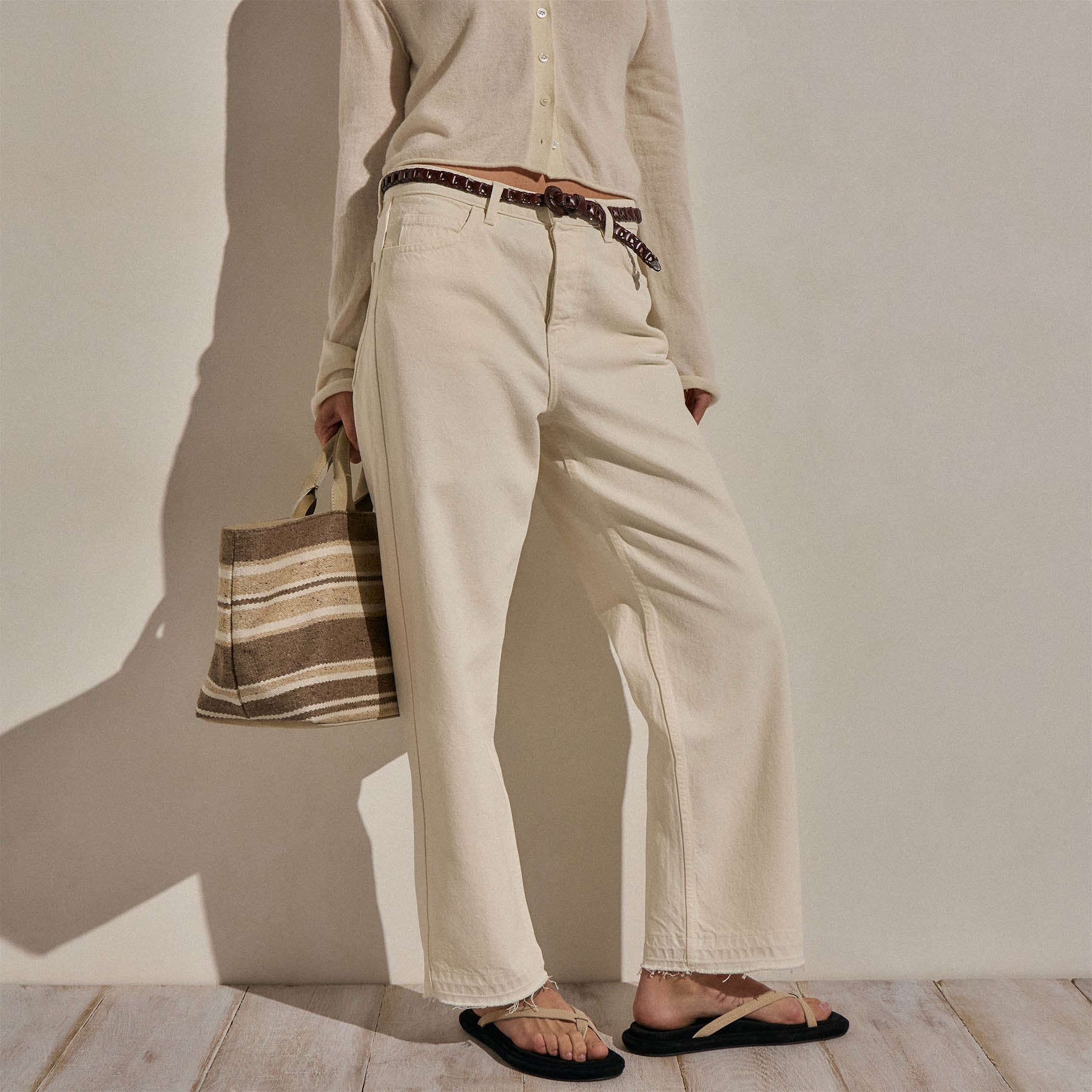 Relaxed Straight Cropped Jean in Ecru | James Perse Los Angeles