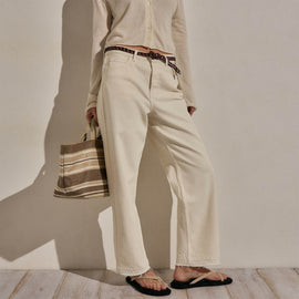 Relaxed Straight Cropped Jean in Ecru | James Perse Los Angeles