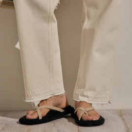 Relaxed Straight Cropped Jean in Ecru | James Perse Los Angeles