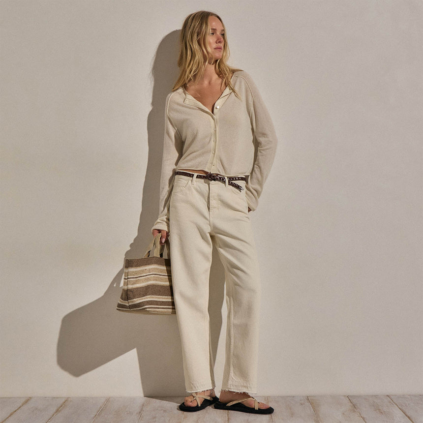 Relaxed Straight Cropped Jean in Ecru | James Perse Los Angeles