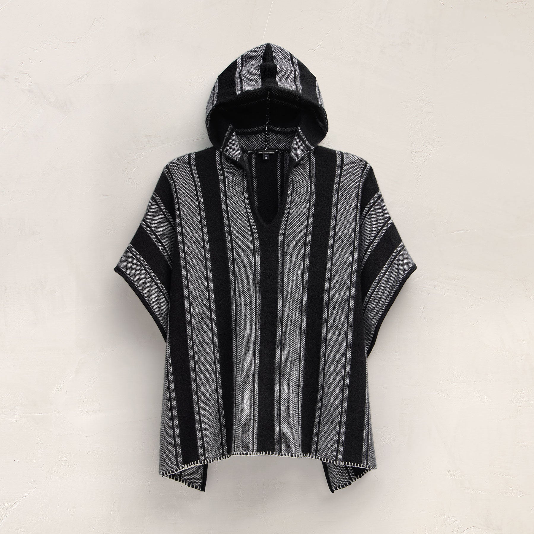 Baja Stripe Cashmere Poncho - Black Stripe | James Perse Los Angeles