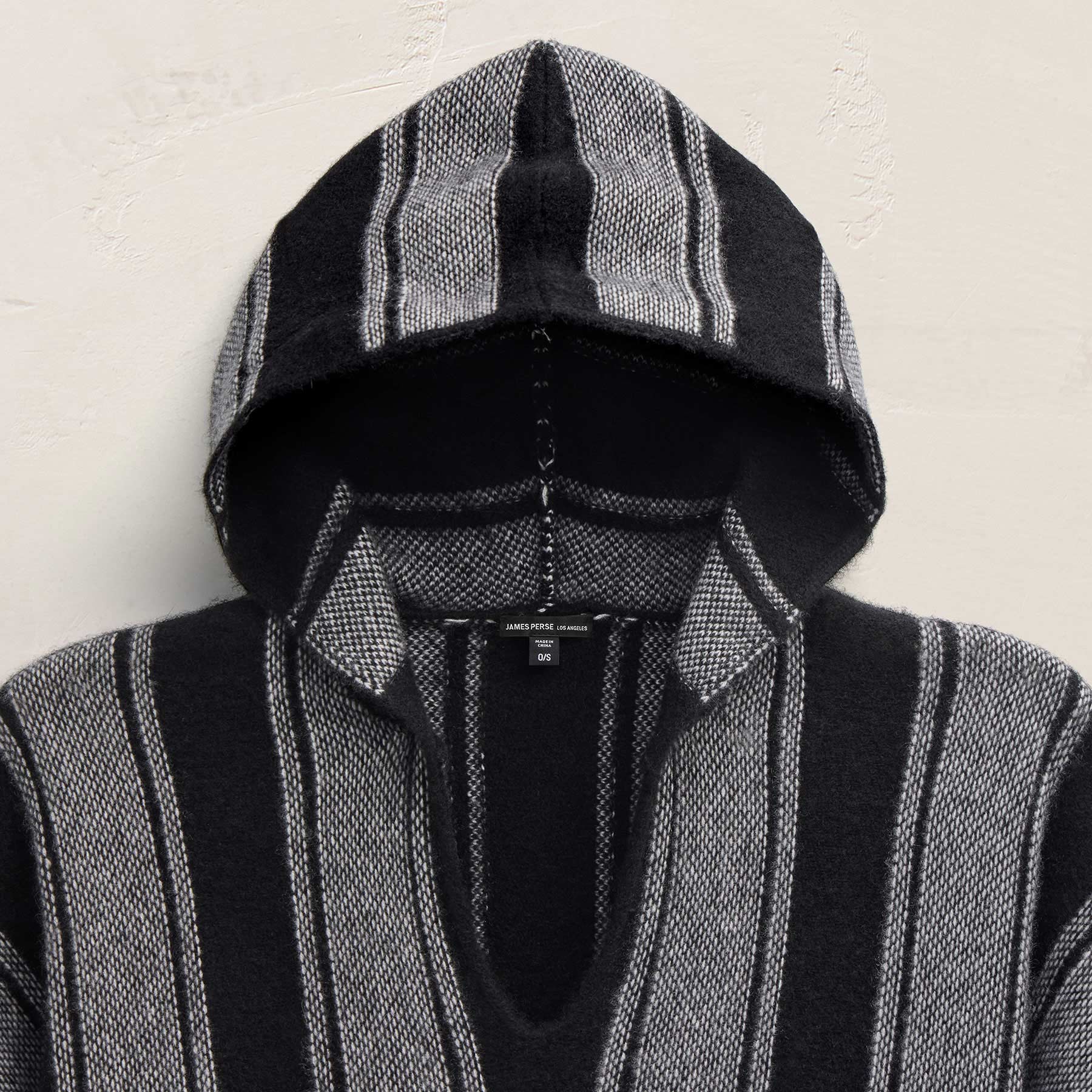 Baja Stripe Cashmere Poncho - Black Stripe | James Perse Los Angeles
