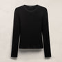 Cotton Gauze Ribbed Long Sleeve Crew - Black | James Perse Los Angeles