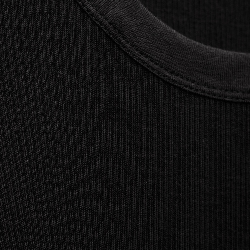 Cotton Gauze Ribbed Long Sleeve Crew - Black | James Perse Los Angeles