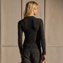 Cotton Gauze Ribbed Long Sleeve Crew - Black | James Perse Los Angeles
