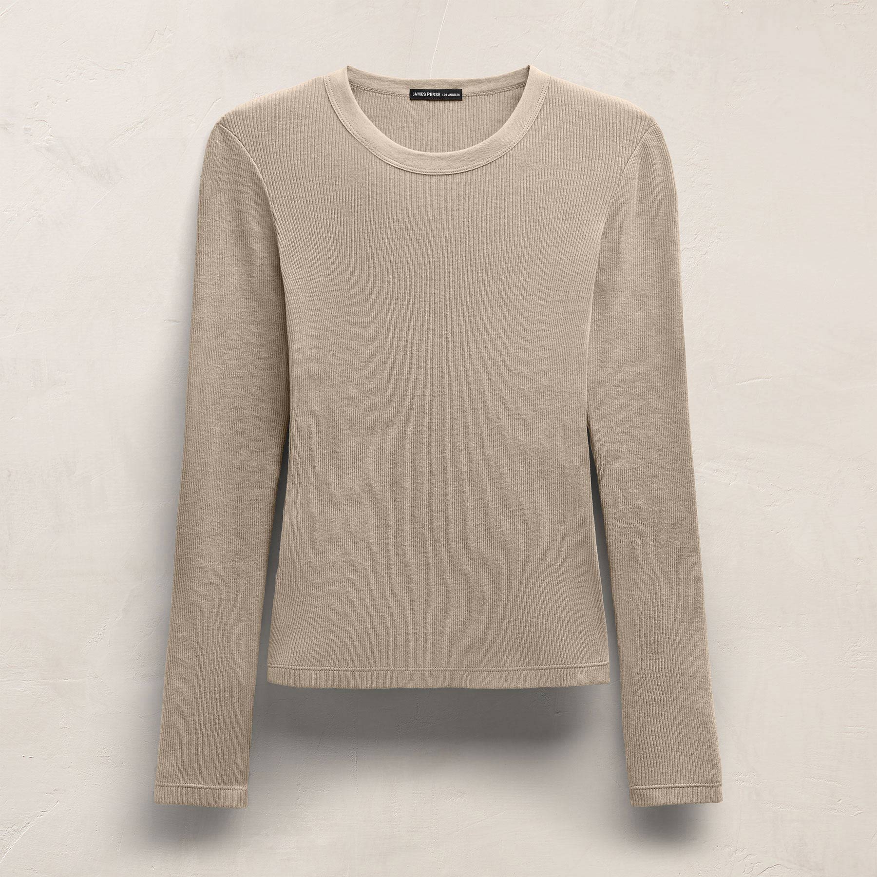 Cotton Gauze Ribbed Long Sleeve Crew - Dapple