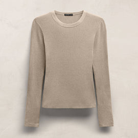 Cotton Gauze Ribbed Long Sleeve Crew - Dapple