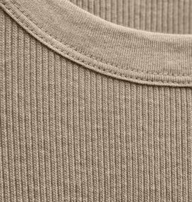 Cotton Gauze Ribbed Long Sleeve Crew - Dapple