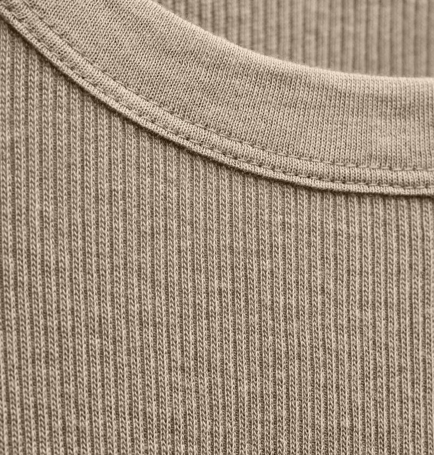 Cotton Gauze Ribbed Long Sleeve Crew - Dapple