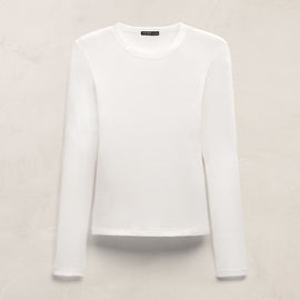 Cotton Gauze Ribbed Long Sleeve Crew - Everest White | James Perse Los Angeles