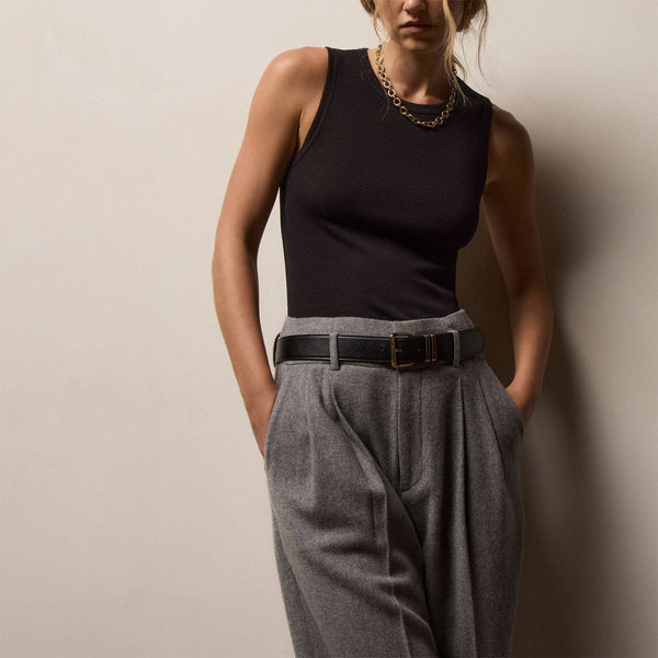 Cotton Gauze Ribbed Tank in Black | James Perse Los Angeles