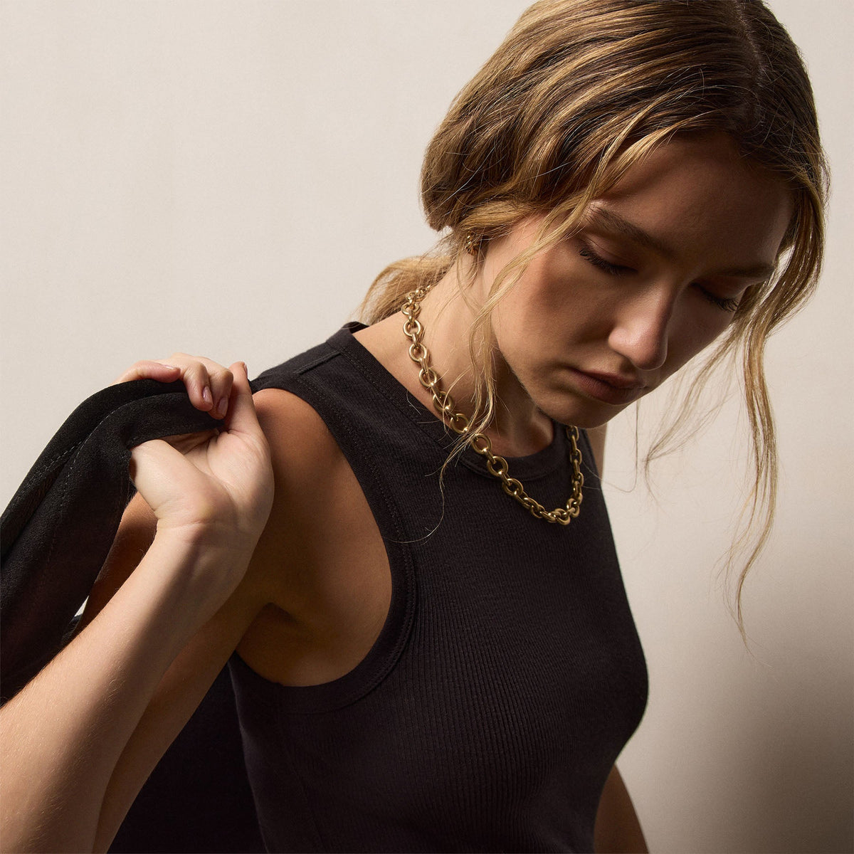 Cotton Gauze Ribbed Tank in Black | James Perse Los Angeles