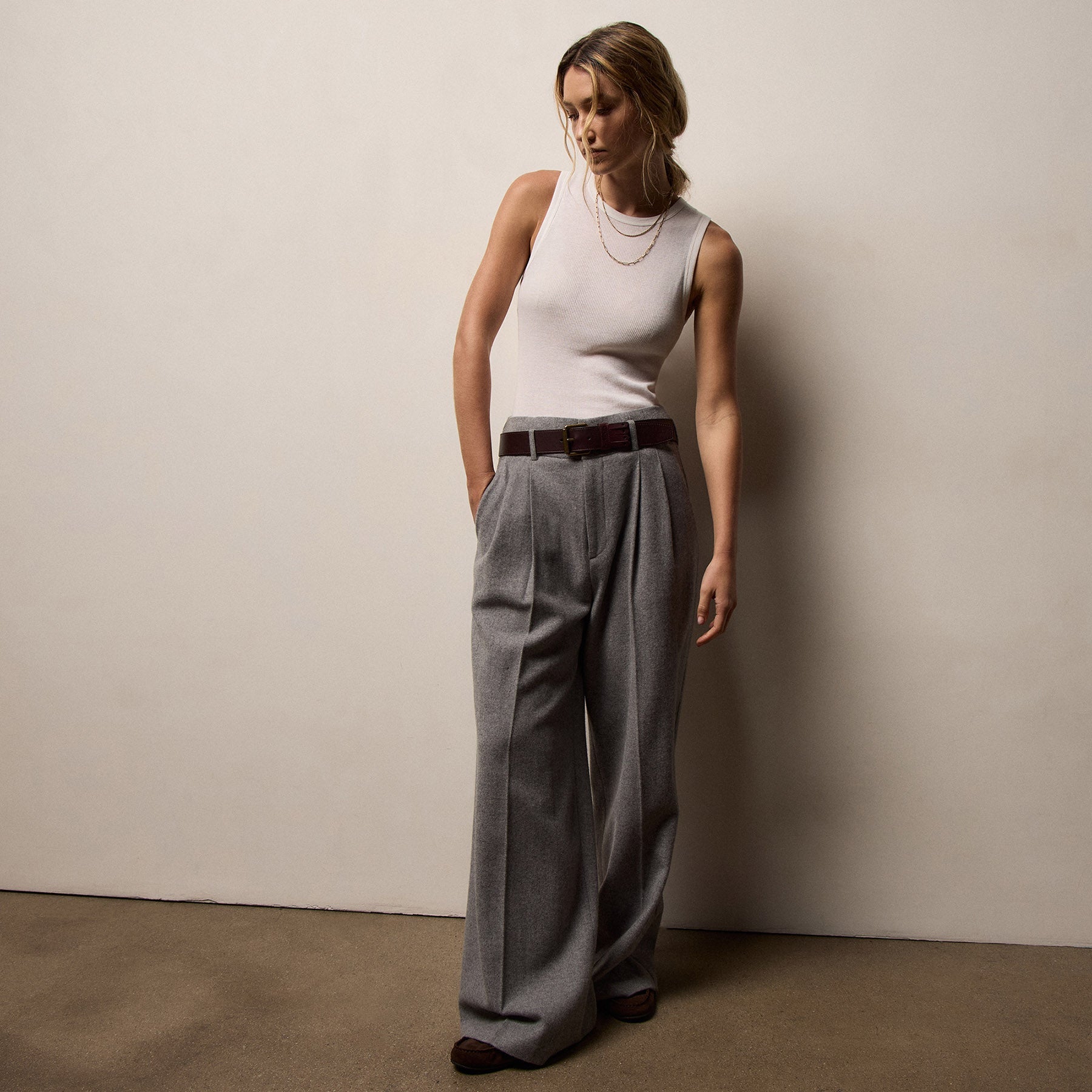 Cotton Gauze Ribbed Tank In Everest White | James Perse Los Angeles