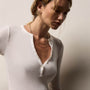 Cotton Gauze Ribbed Henley in Everest White | James Perse Los Angeles