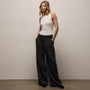 Ribbed Waist Wide Leg Pant in Black | James Perse Los Angeles