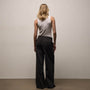 Ribbed Waist Wide Leg Pant in Black | James Perse Los Angeles