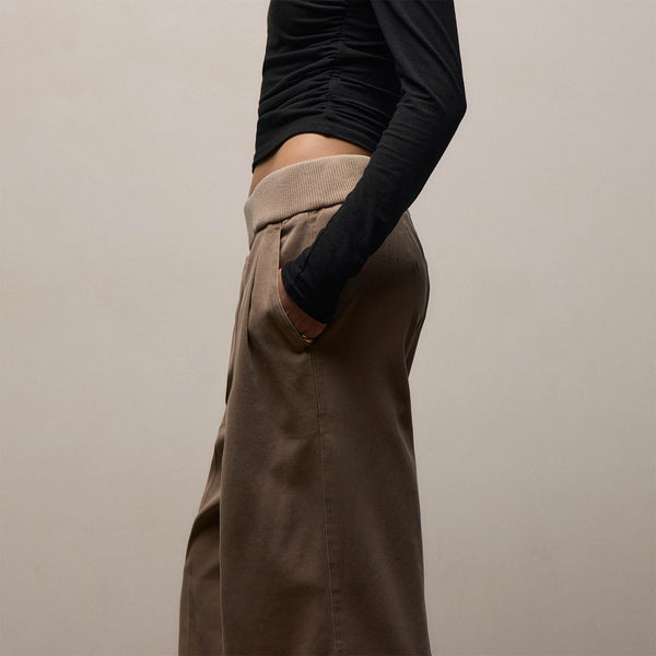 Ribbed Waist Wide Leg Pant in Coffee Pigment | James Perse Los Angeles
