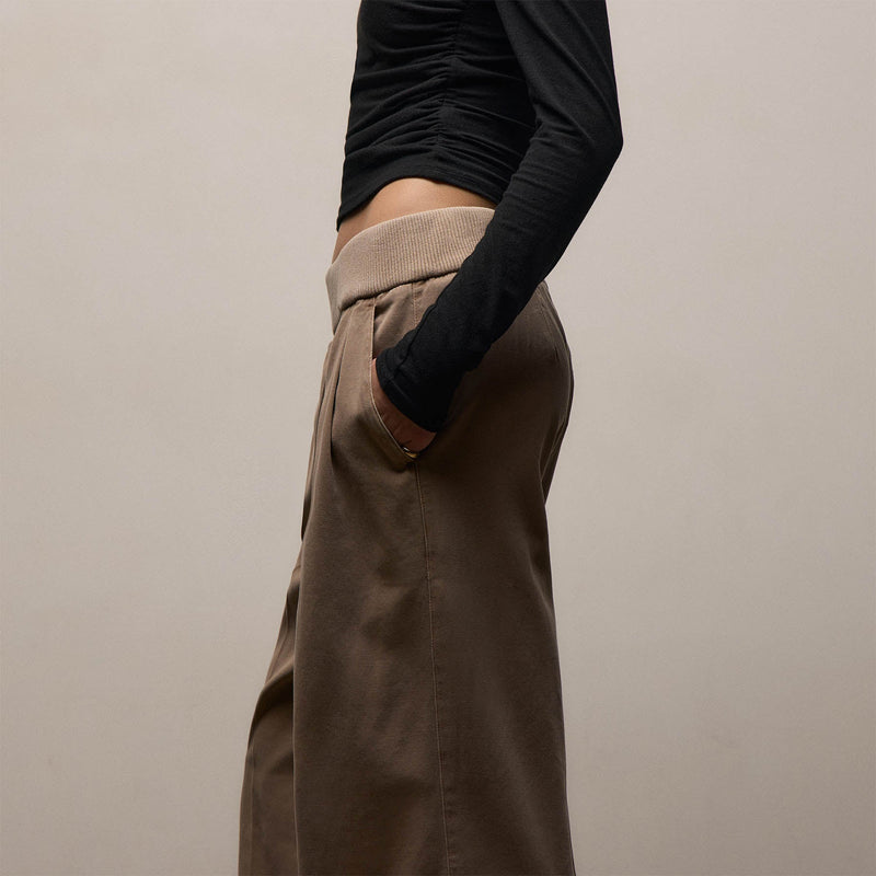 Ribbed Waist Wide Leg Pant in Coffee Pigment | James Perse Los Angeles