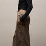Ribbed Waist Wide Leg Pant in Coffee Pigment | James Perse Los Angeles