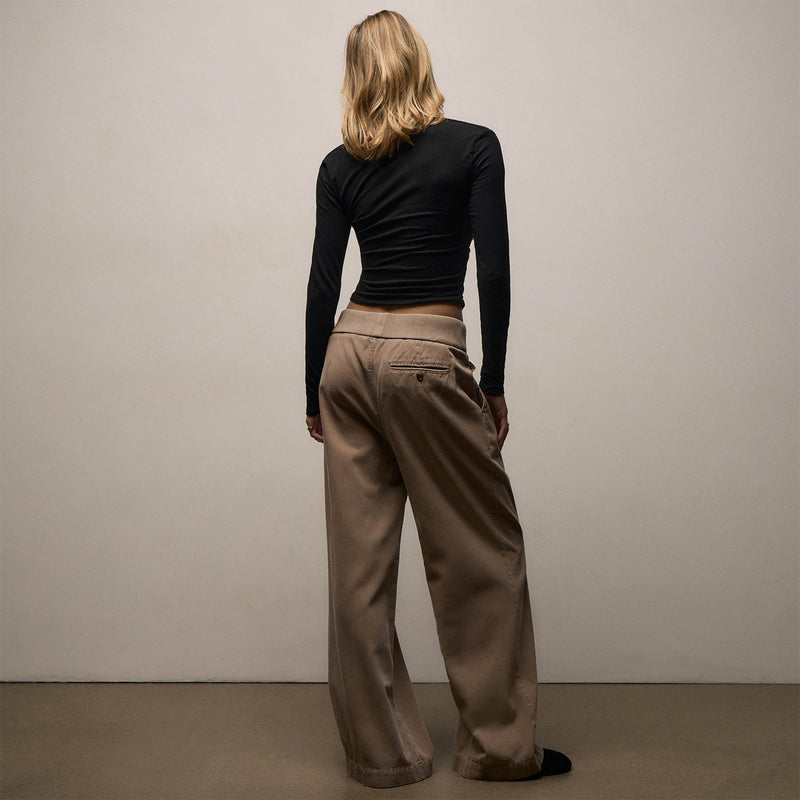 Ribbed Waist Wide Leg Pant in Coffee Pigment | James Perse Los Angeles