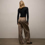 Ribbed Waist Wide Leg Pant in Coffee Pigment | James Perse Los Angeles