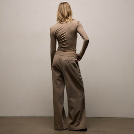 Ribbed Waist Wide Leg Pant in Fawn Pigment | James Perse Los Angeles