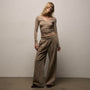 Ribbed Waist Wide Leg Pant in Fawn Pigment | James Perse Los Angeles