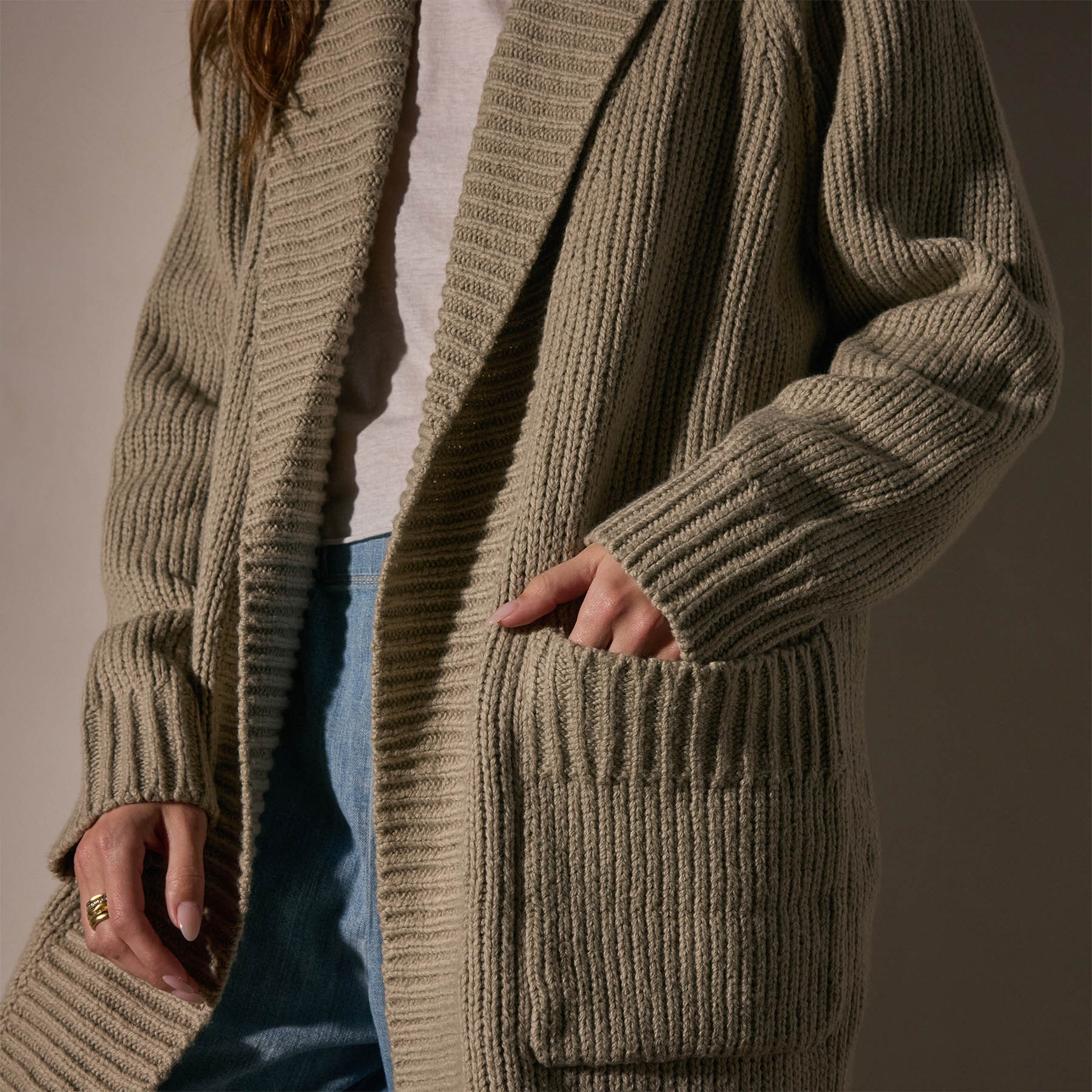 Cotton Shawl Collar Cardigan - Overcast | James Perse Los Angeles
