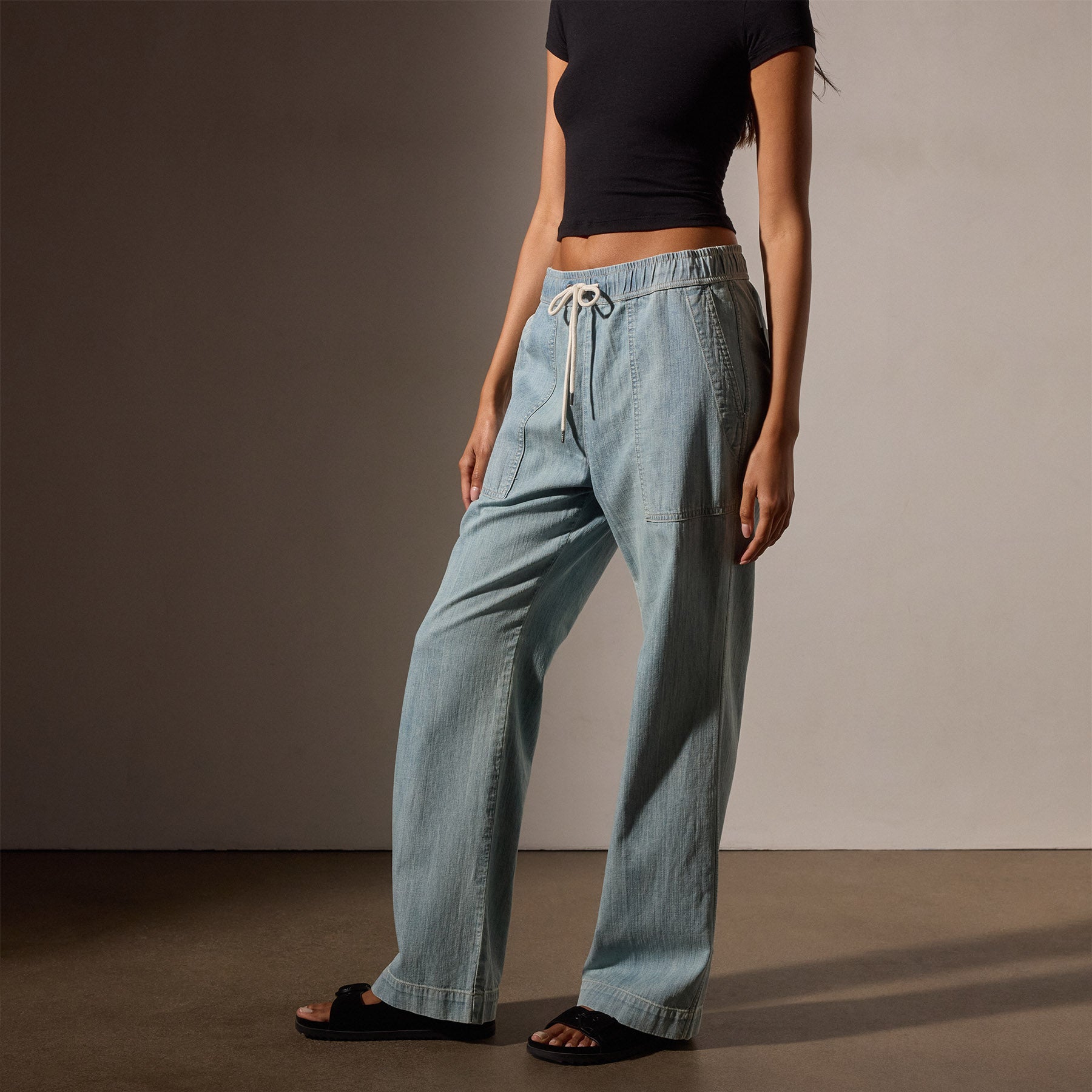 Wide Leg Pull On Denim Pant - Bleach Wash | James Perse Los