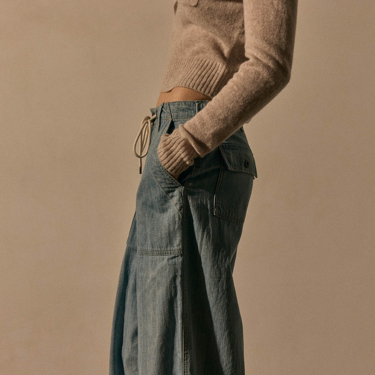 Denim Military Pant in Bleach Wash | James Perse Los Angeles