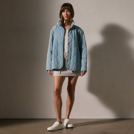 Diamond Quilted Denim Jacket in Bleach Wash | James Perse Los Angeles