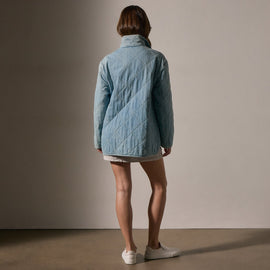 Diamond Quilted Denim Jacket in Bleach Wash | James Perse Los Angeles